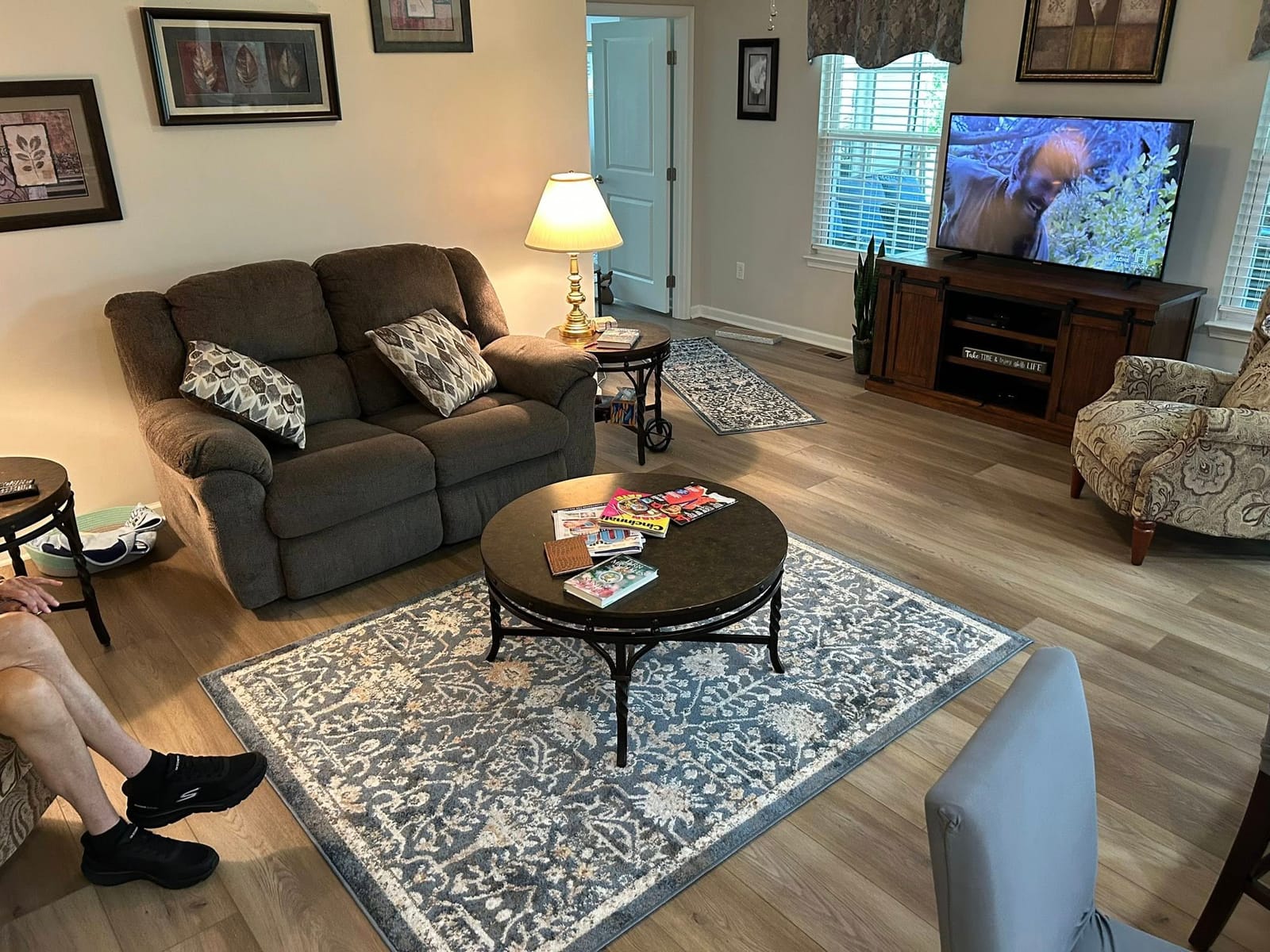 Living room with hardwood flooring