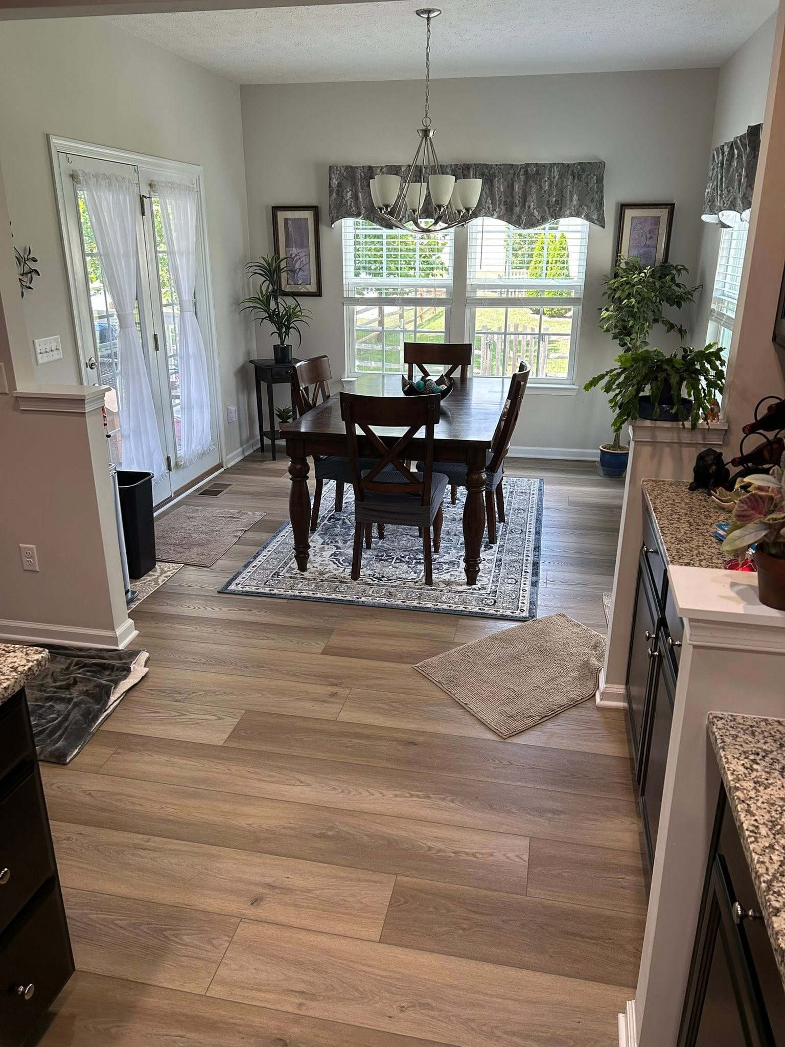 Dining space with hardwood floors